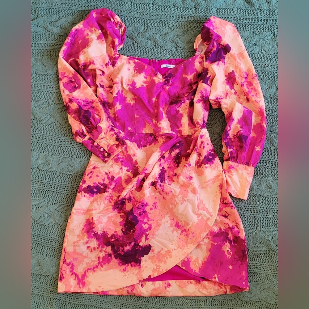 Bar III Vibrant Pink and Orange Mini Dress